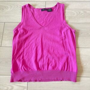 George‎ Ladies Large Pink V Neck Sleeveless Knit Sweater Tank Top Layering